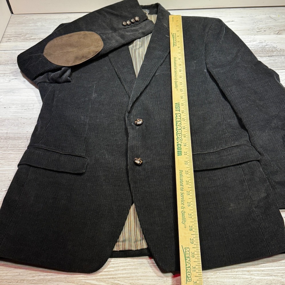 CHAPS Men's Corduroy Sport Coat Blazer Elbow Patches Black Size 40R - Picture 5 of 7